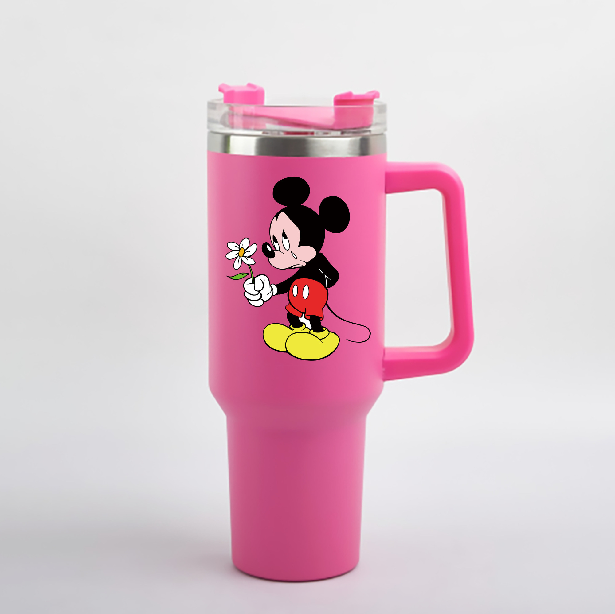 （画像用） ミッキーマウス Mickey Mouse 1200mL車用タンブラー - クリスタルステッカー（プラスチックストロー付き）